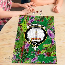 Scottish MacAlister Modern Clan Tartan Puzzle - Thistle Pattern Style Scottish Plaid Tartan Plaid