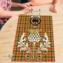 Scottish Baxter Clan Tartan Puzzle - Thistle Gold Style Scottish Plaid Tartan Plaid