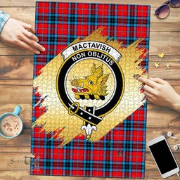 Scottish MacTavish Modern Clan Tartan Puzzle - Gold Style Scottish Plaid Tartan Plaid