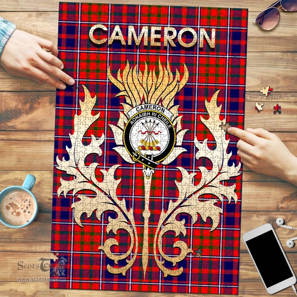 Scottish Cameron of Lochiel Modern Clan Tartan Puzzle - Thistle Scotland Style Scottish Plaid Tartan Plaid