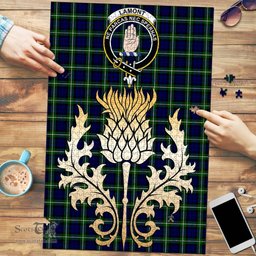 Scottish Lamont Modern Clan Tartan Puzzle - Thistle Gold Style Scottish Plaid Tartan Plaid