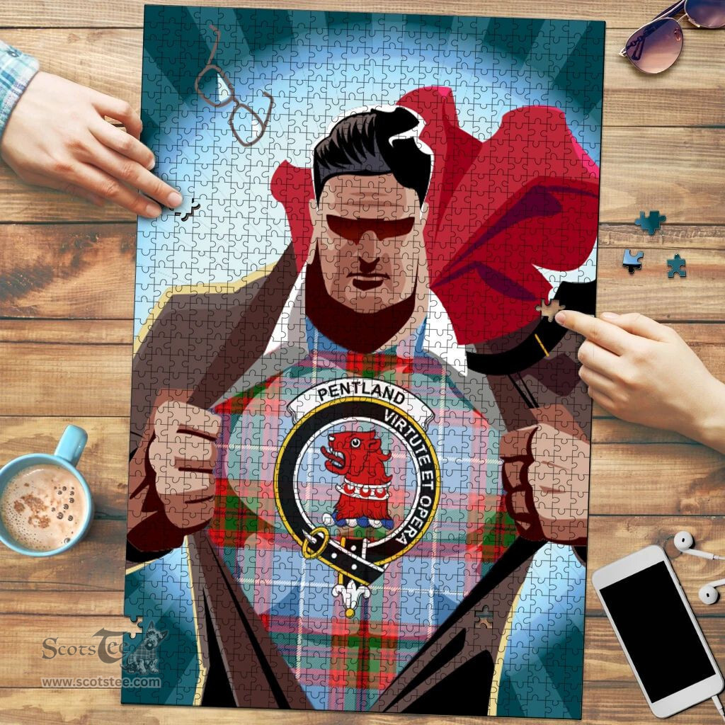 Scottish Pentland Clan Tartan Puzzle - Supper Hero Style Scottish Plaid Tartan Plaid