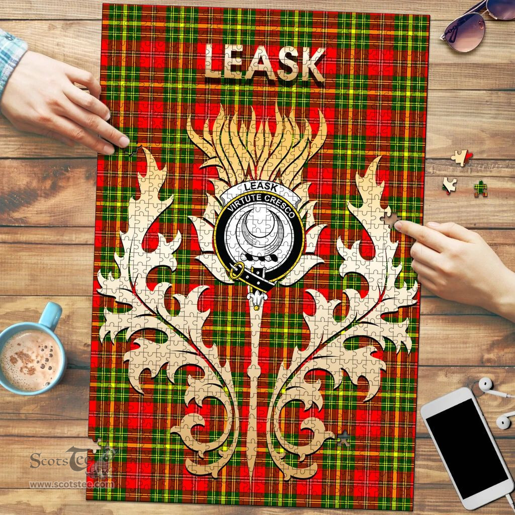 Scottish Leask Clan Tartan Puzzle - Thistle Scotland Style Scottish Plaid Tartan Plaid
