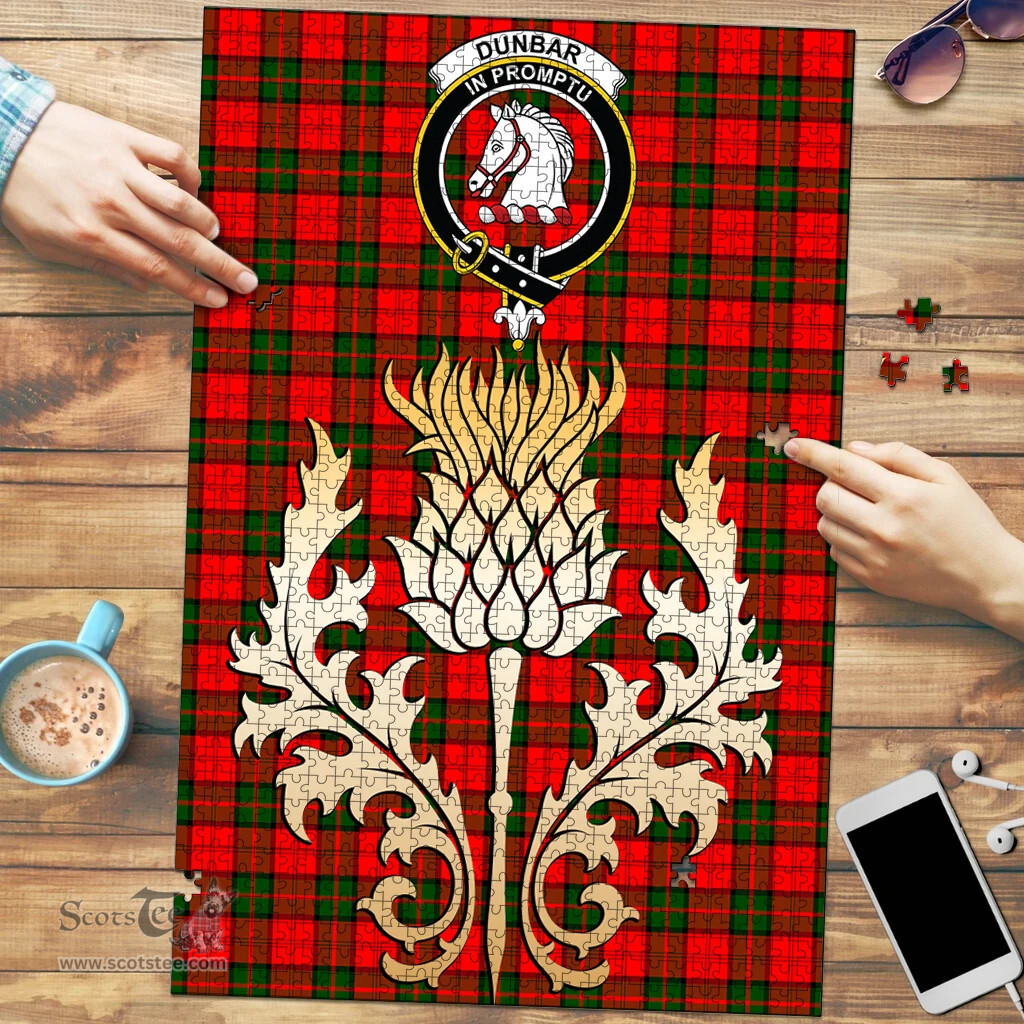 Scottish Dunbar Modern Clan Tartan Puzzle - Thistle Gold Style Scottish Plaid Tartan Plaid