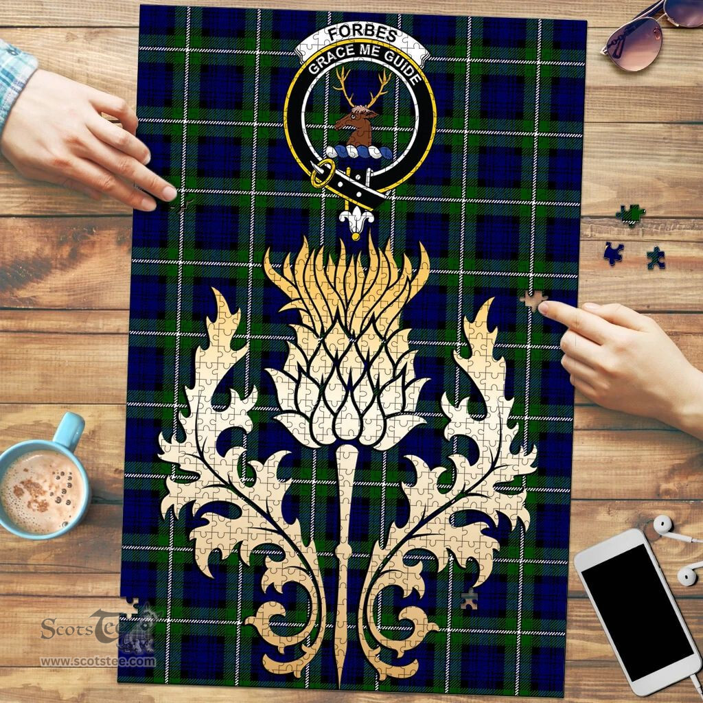 Scottish Forbes Modern Clan Tartan Puzzle - Thistle Gold Style Scottish Plaid Tartan Plaid