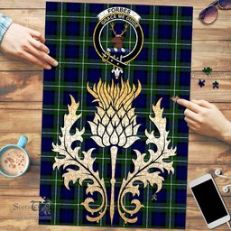 Scottish Forbes Modern Clan Tartan Puzzle - Thistle Gold Style Scottish Plaid Tartan Plaid