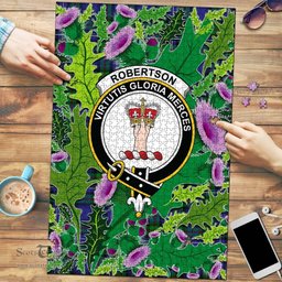 Scottish Robertson Hunting Modern Clan Tartan Puzzle - Thistle Pattern Style Scottish Plaid Tartan Plaid