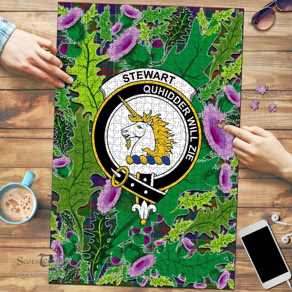 Scottish Stewart of Appin Hunting Modern Clan Tartan Puzzle - Thistle Pattern Style Scottish Plaid Tartan Plaid