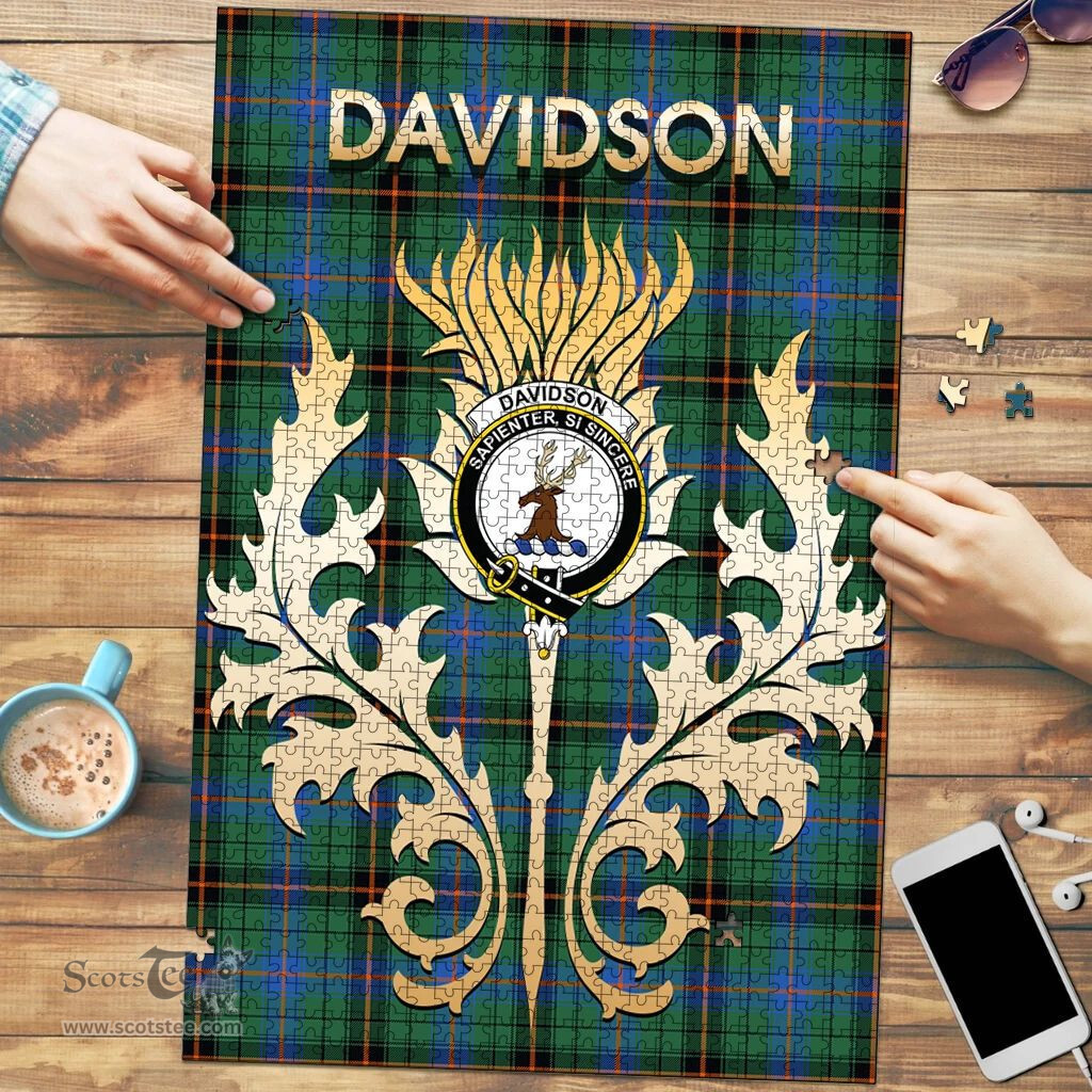 Scottish Davidson Ancient Clan Tartan Puzzle - Thistle Scotland Style Scottish Plaid Tartan Plaid