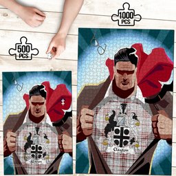 Scottish Clayton Clan Tartan Puzzle - Supper Hero Style Scottish Plaid Tartan Plaid