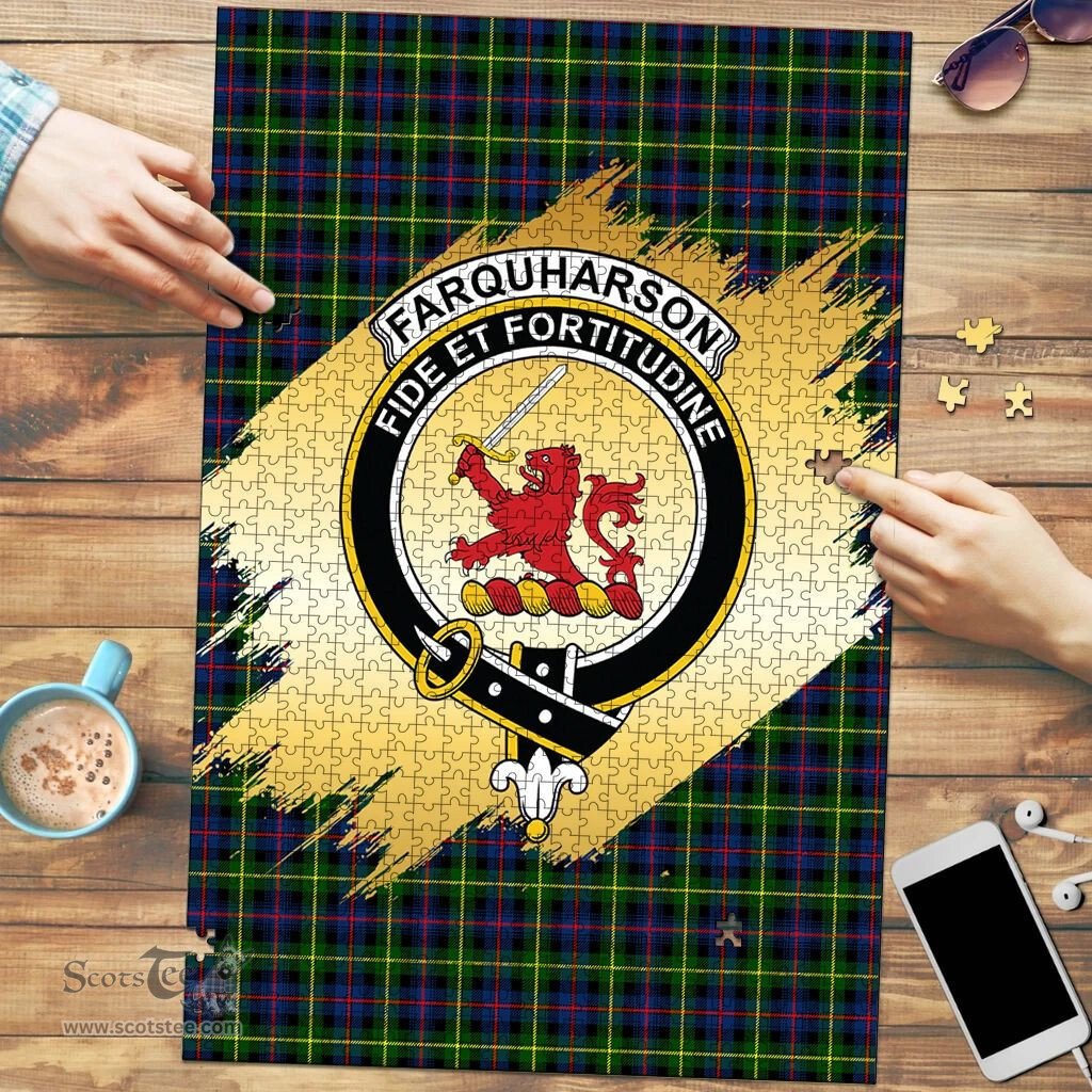 Scottish Farquharson Modern Clan Tartan Puzzle - Gold Style Scottish Plaid Tartan Plaid