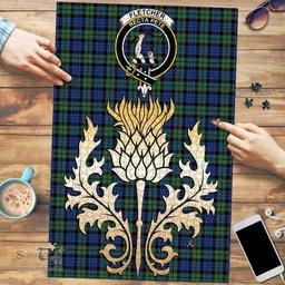 Scottish Fletcher Ancient Clan Tartan Puzzle - Thistle Gold Style Scottish Plaid Tartan Plaid