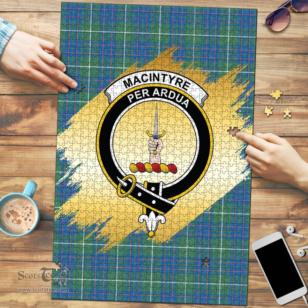 Scottish MacIntyre Hunting Ancient Clan Tartan Puzzle - Gold Style Scottish Plaid Tartan Plaid