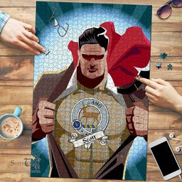 Scottish Scott Brown Modern Clan Tartan Puzzle - Supper Hero Style Scottish Plaid Tartan Plaid