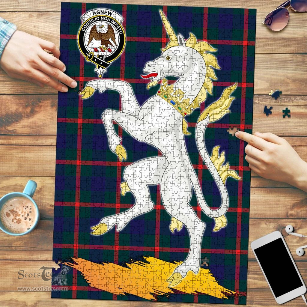 Scottish Agnew Modern Clan Tartan Puzzle - Unicorn Style Scottish Plaid Tartan Plaid