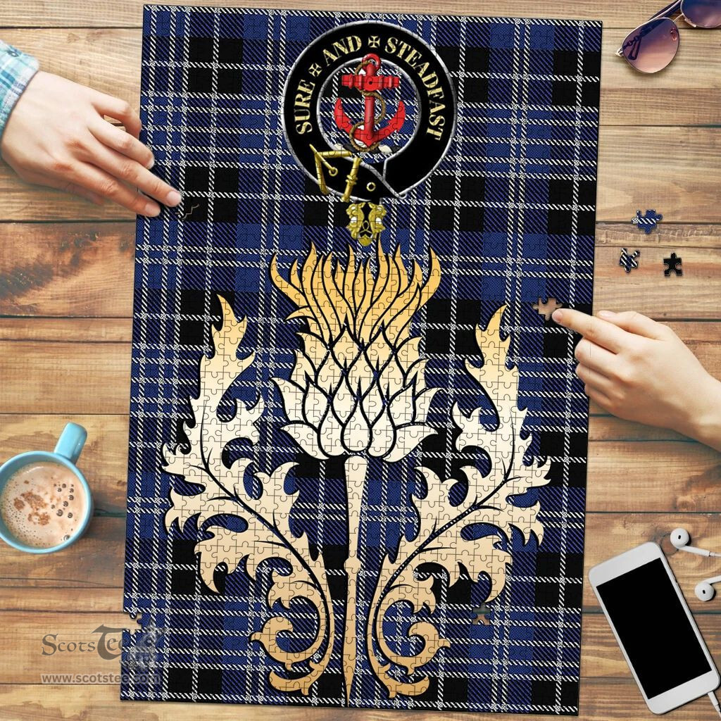 Scottish Clark Clan Tartan Puzzle - Thistle Gold Style Scottish Plaid Tartan Plaid