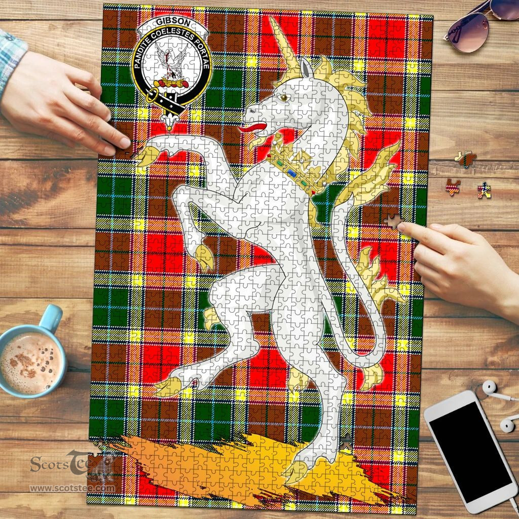 Scottish Gibson Clan Tartan Puzzle - Unicorn Style Scottish Plaid Tartan Plaid