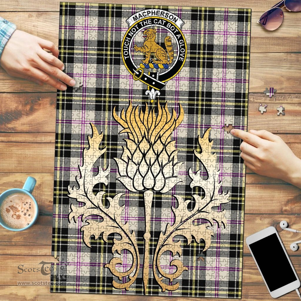 Scottish MacPherson Dress Ancient Clan Tartan Puzzle - Thistle Gold Style Scottish Plaid Tartan Plaid