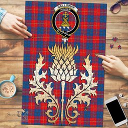 Scottish Galloway Red Clan Tartan Puzzle - Thistle Gold Style Scottish Plaid Tartan Plaid