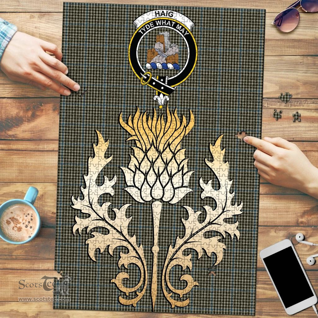 Scottish Haig Clan Tartan Puzzle - Thistle Gold Style Scottish Plaid Tartan Plaid