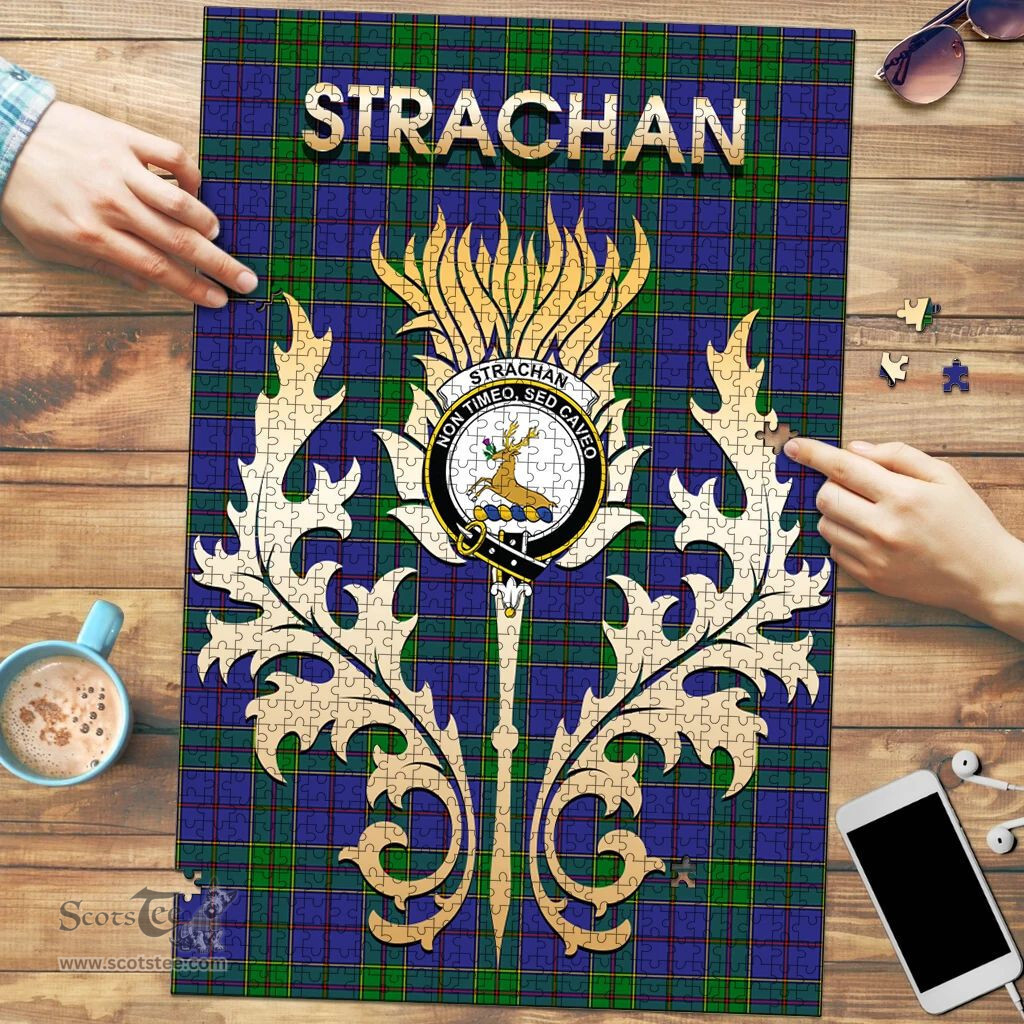 Scottish Strachan Clan Tartan Puzzle - Thistle Scotland Style Scottish Plaid Tartan Plaid