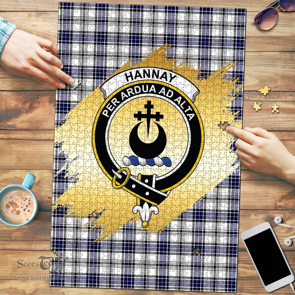 Scottish Hannay Modern Clan Tartan Puzzle - Gold Style Scottish Plaid Tartan Plaid