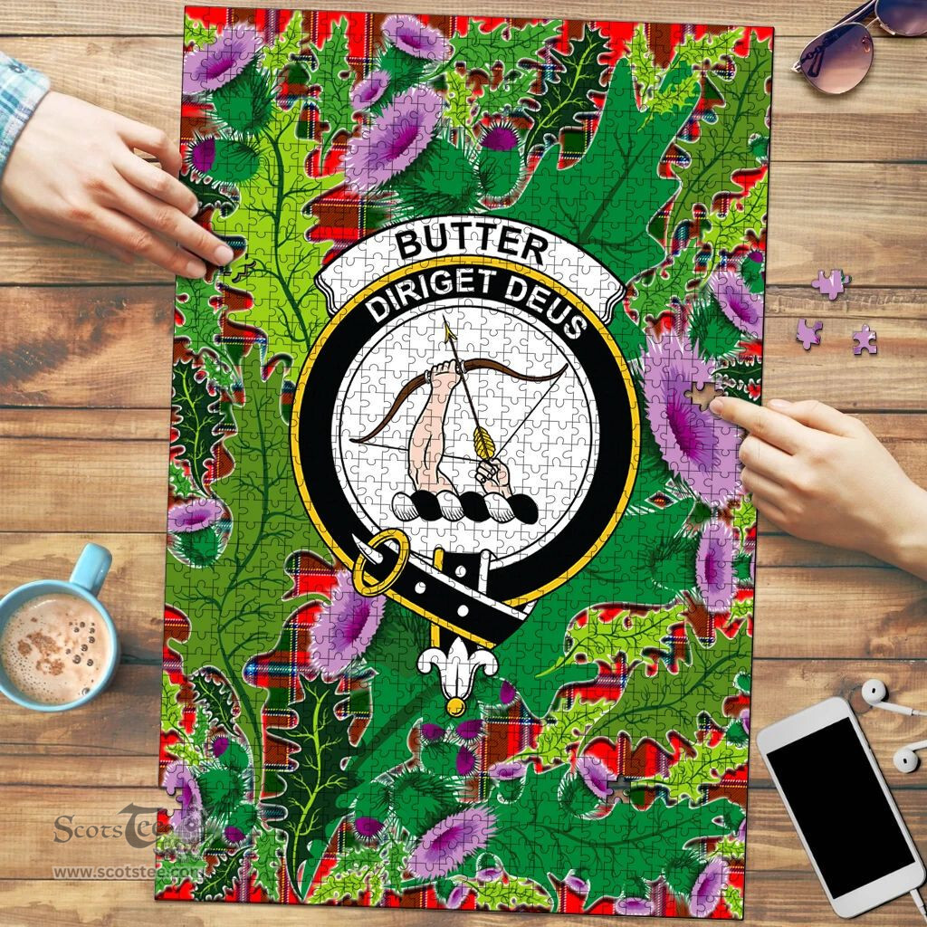 Scottish Butter Clan Tartan Puzzle - Thistle Pattern Style Scottish Plaid Tartan Plaid