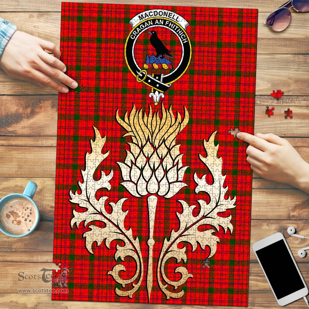 Scottish MacDonnell of Keppoch Modern Clan Tartan Puzzle - Thistle Gold Style Scottish Plaid Tartan Plaid