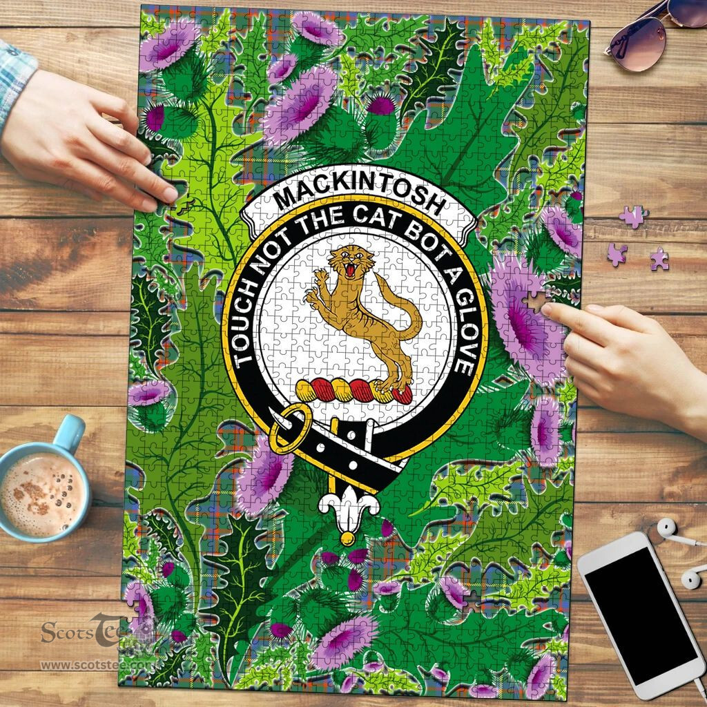 Scottish MacKintosh Hunting Ancient Clan Tartan Puzzle - Thistle Pattern Style Scottish Plaid Tartan Plaid