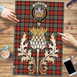 Scottish MacLachlan Weathered Clan Tartan Puzzle - Thistle Gold Style Scottish Plaid Tartan Plaid