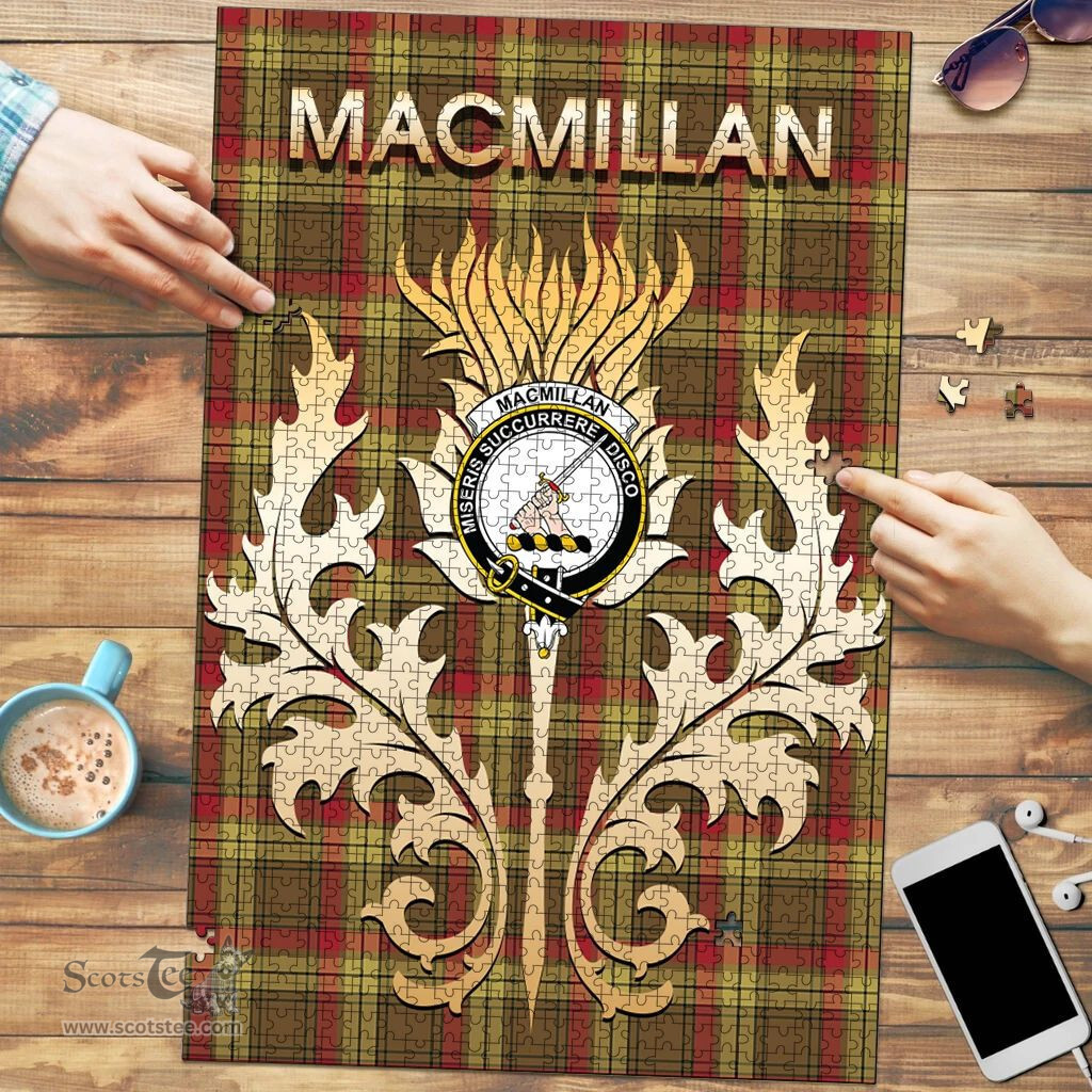 Scottish MacMillan Old Weathered Clan Tartan Puzzle - Thistle Scotland Style Scottish Plaid Tartan Plaid