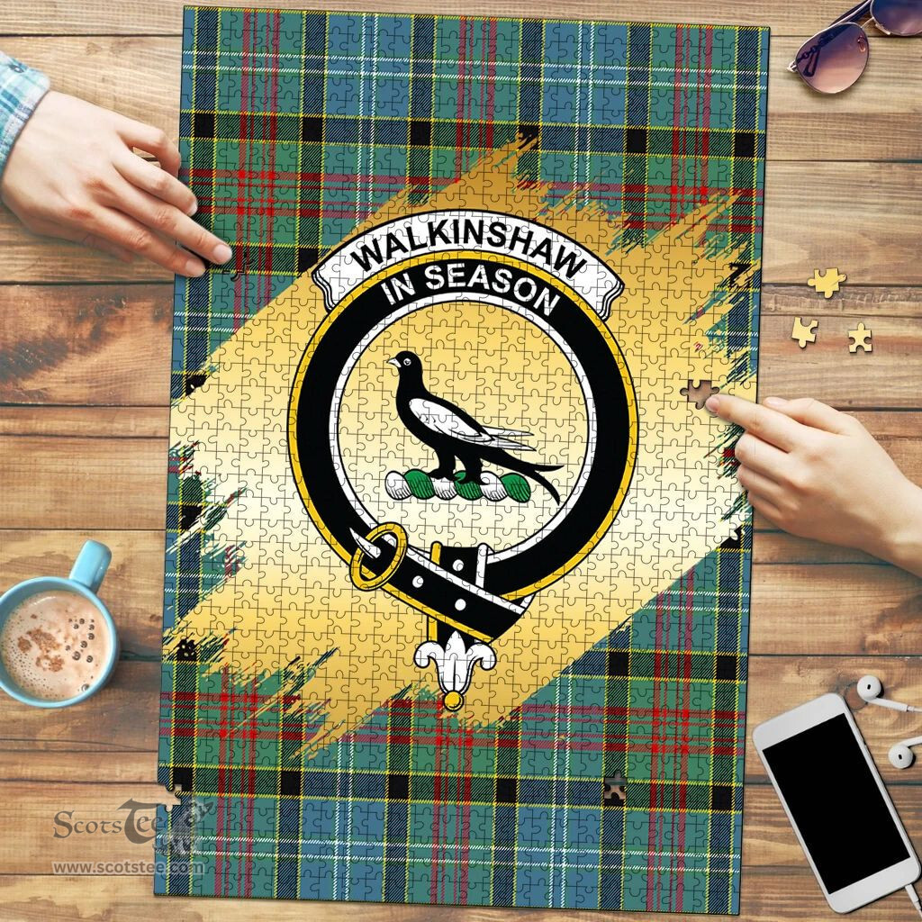 Scottish Walkinshaw Clan Tartan Puzzle - Gold Style Scottish Plaid Tartan Plaid