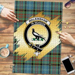 Scottish Walkinshaw Clan Tartan Puzzle - Gold Style Scottish Plaid Tartan Plaid