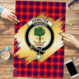 Scottish Hamilton Modern Clan Tartan Puzzle - Gold Style Scottish Plaid Tartan Plaid