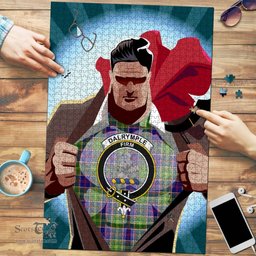 Scottish Dalrymple Clan Tartan Puzzle - Supper Hero Style Scottish Plaid Tartan Plaid