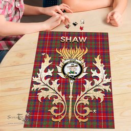 Scottish Shaw Red Modern Clan Tartan Puzzle - Thistle Scotland Style Scottish Plaid Tartan Plaid