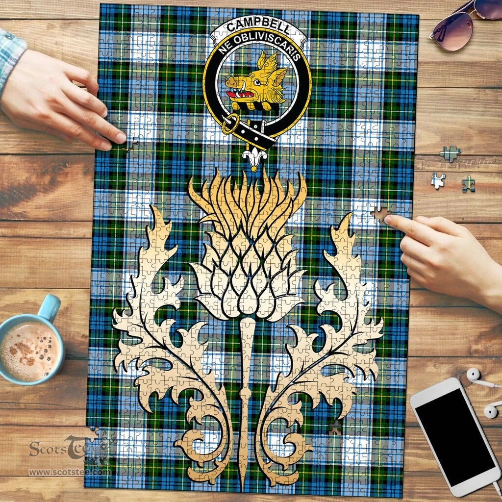 Scottish Campbell Dress Clan Tartan Puzzle - Thistle Gold Style Scottish Plaid Tartan Plaid