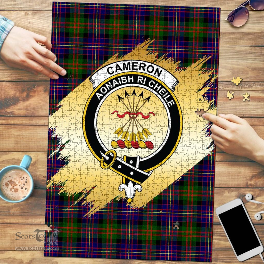 Scottish Cameron of Erracht Modern Clan Tartan Puzzle - Gold Style Scottish Plaid Tartan Plaid