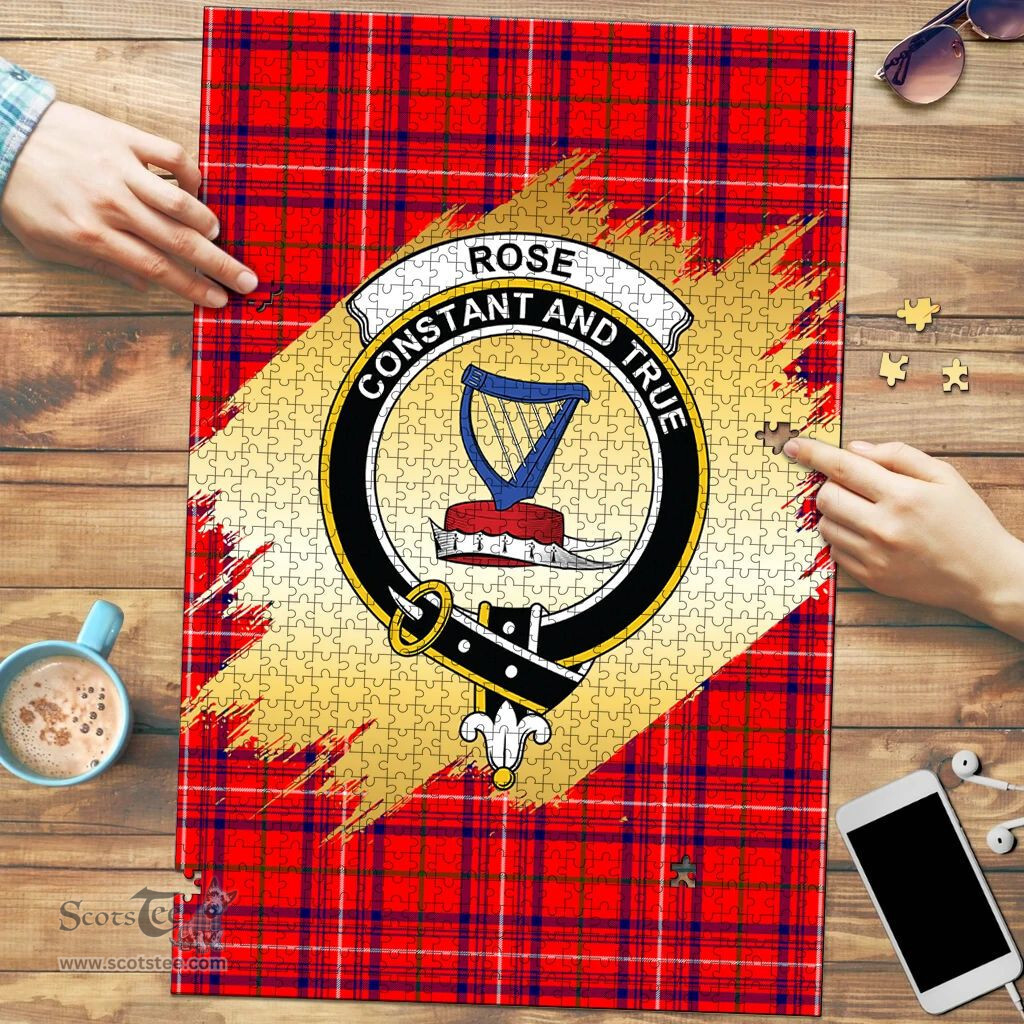 Scottish Rose Modern Clan Tartan Puzzle - Gold Style Scottish Plaid Tartan Plaid