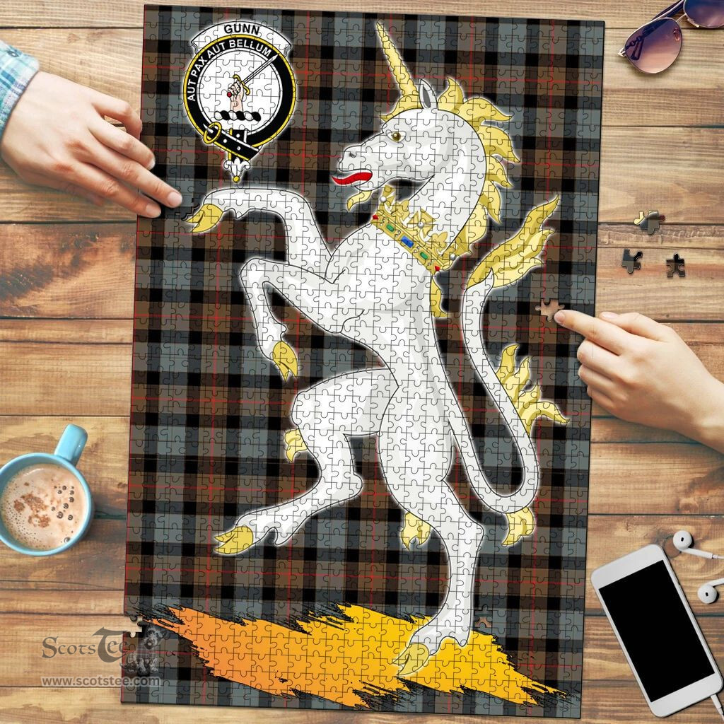 Scottish Gunn Weathered Clan Tartan Puzzle - Unicorn Style Scottish Plaid Tartan Plaid