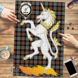 Scottish Gunn Weathered Clan Tartan Puzzle - Unicorn Style Scottish Plaid Tartan Plaid