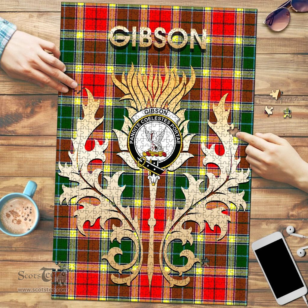 Scottish Gibson Clan Tartan Puzzle - Thistle Scotland Style Scottish Plaid Tartan Plaid