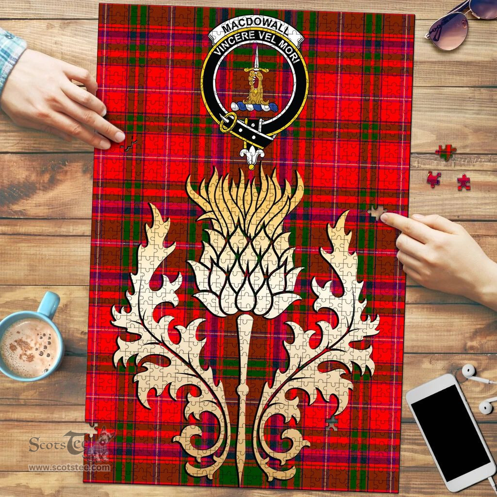 Scottish MacDowall Clan Tartan Puzzle - Thistle Gold Style Scottish Plaid Tartan Plaid