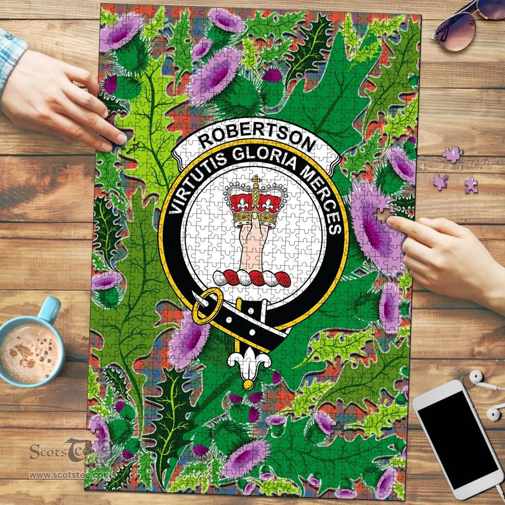 Scottish Robertson Ancient Clan Tartan Puzzle - Thistle Pattern Style Scottish Plaid Tartan Plaid
