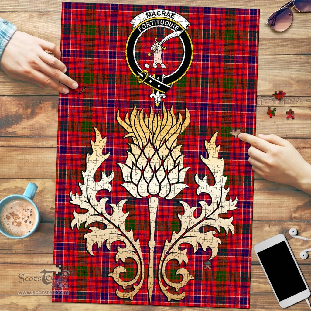 Scottish MacRae Modern Clan Tartan Puzzle - Thistle Gold Style Scottish Plaid Tartan Plaid