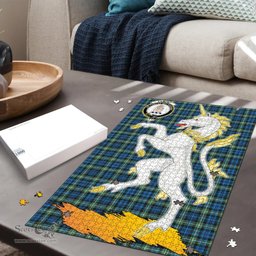 Scottish Lamont Ancient Clan Tartan Puzzle - Unicorn Style Scottish Plaid Tartan Plaid
