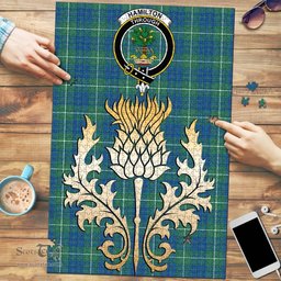 Scottish Hamilton Hunting Ancient Clan Tartan Puzzle - Thistle Gold Style Scottish Plaid Tartan Plaid