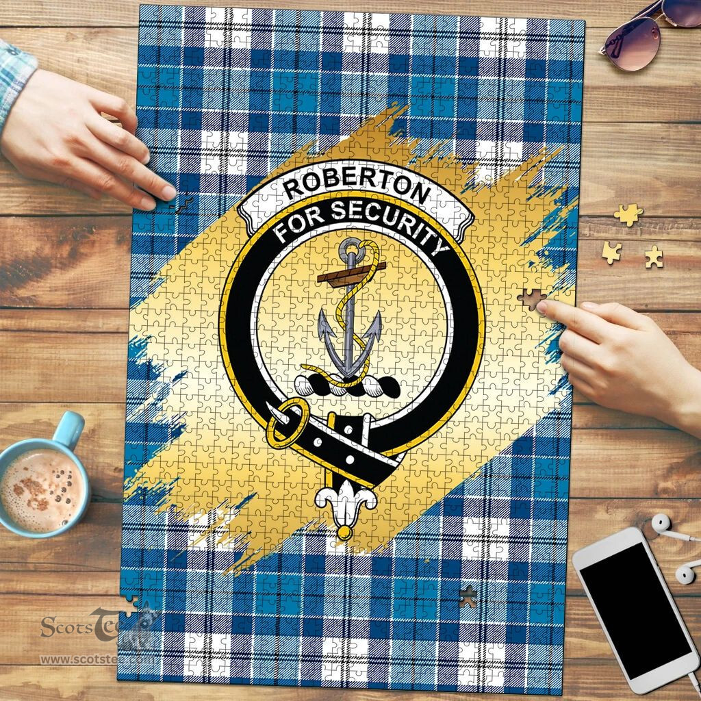 Scottish Roberton Clan Tartan Puzzle - Gold Style Scottish Plaid Tartan Plaid