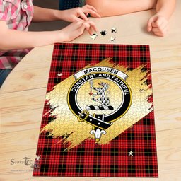 Scottish MacQueen Modern Clan Tartan Puzzle - Gold Style Scottish Plaid Tartan Plaid