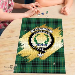 Scottish MacArthur Ancient Clan Tartan Puzzle - Gold Style Scottish Plaid Tartan Plaid